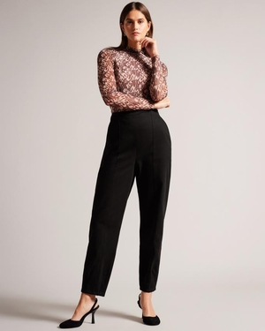 Pantalon Ted Baker Barrel With Pin Tuck Detail Noir Femme | EJO-46967958